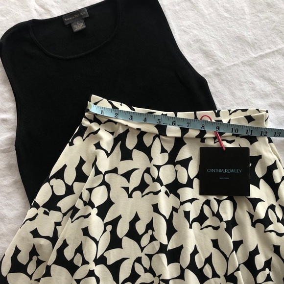 NWOT Cynthia Rowley Black & White Printed Flared Skirt - Picture 8 of 8